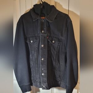 Levi's Black Denim Jacket with Hoodie